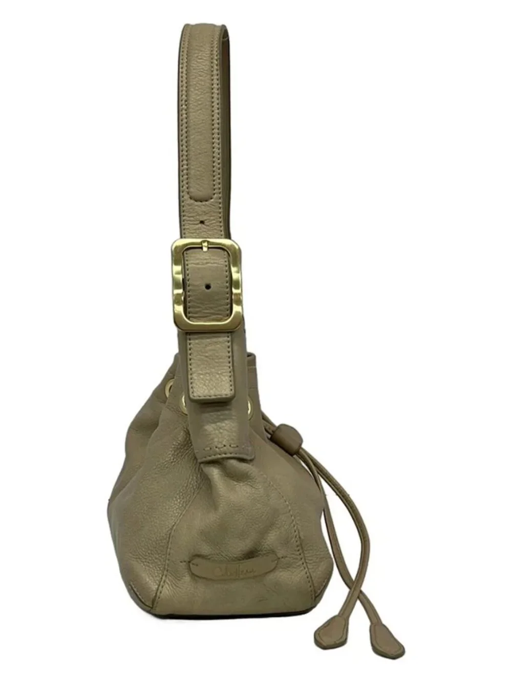 COLE HAAN Gray Beige Leather Shoulder Bag